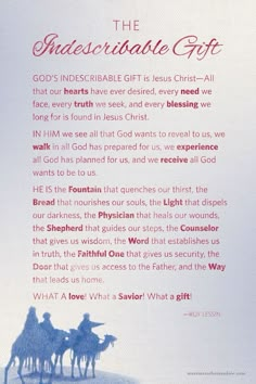 the indecessable gift for god's indescribable gifts