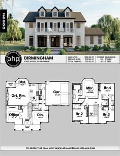 the floor plan for a two story home