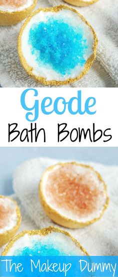 These look so beautiful! How To make your own DIY Geode inspired Bath Bombs! Tutorial by The Makeup Dummy Diy Geode, Bath Boms, Crystal Rocks, Săpunuri Handmade, Bombe Recipe, Homemade Bath, Bath Bomb Recipes, Diy Spa, Homemade Bath Products