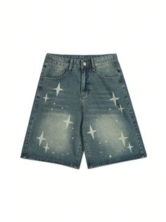 Azul  Collar  Mezclilla Geométrico Bermuda Embellished No-Elástico Galaxy Clothes, Galaxy Outfit, Summer Shorts Denim, Printed Denim, Dot Print, Polka Dot Print, Short En Jean, Bra Women, Mens Denim