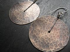 Large Brass Disk Earrings Disk Earrings, Disc Style, Earthy Jewelry, Hammered Brass, Small Jewelry Box, Find Objects, Earrings Inspiration, Disc Earrings, Women Gifts