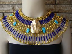 King Tut Collar  exotic-topic on eBay Egyptian Goddess Costume, Biblical Clothing, Egyptian Halloween, Cleopatra Necklace, Dance Christmas, Queen Cleopatra