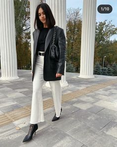 White Leather Blazer Outfit, Breakfast Outfit, Black Leather Jacket Outfit, Dress Pants Outfits, Nyc Outfits, Blazer Outfits Casual, Leather Pants Outfit, Leather Jacket Outfits, Blazer Outfits