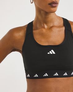 Layer up or wear this adidas training bra solo. Either way, it's your go-to bra for high-impact workouts. It has a sleek and compressive feel that provides distraction-free comfort and all-day support. No matter how hard you push yourself, it'll feel dry, thanks to moisture-absorbing AEROREADY. Mesh details offer airflow in high-sweat zones for cool relief. Remove the pads or don't, so it feels right to you. Adidas Training, Push Yourself, Medium Support Sports Bra, Jd Williams, Sports Bra, Matter, Sleek, Mesh, Adidas