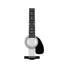 an acoustic guitar is shown in black and white, with the frets on it's neck