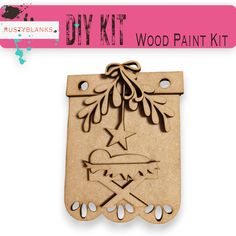 a wooden craft kit with the words diy kit on it