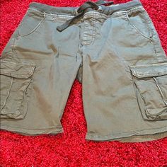 Drawstring Waist Ribbed Waist Welt Pockets With Buttons Pull On Casual Cargo Shorts With Drawstring, Short Cargo Shorts, Red Chinos, Short Cargo, Jordan Shorts, Nike Basketball Shorts, Scalloped Shorts, Chambray Shorts, Adidas Shorts