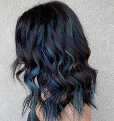 Blue Brown Hair, Magical Transformation, Underlights Hair, Blue Ombre Hair, Dark Blue Hair