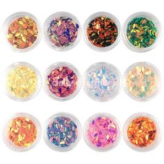 Colorful Iridescent AB Marquise Glitter Set / 12 Jars Nail Art Powder, Slime Supplies, Slime Charms, Holo Nails, Homemade Slime, Nail Art Glitter, Slime Shops, Japanese Nail Art, Hello Kitty Coloring