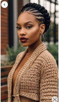 Professional Braids For Work, Goddess Braids Bun, Short Hairstyles Undercut, Braided Bun For Black Women, Undercut For Women, Woman With Bangs, New Hairstyles For Women, Braids Into A Bun, Goddess Braid Bun