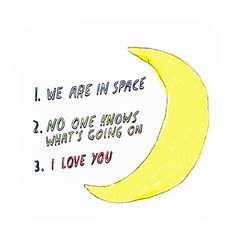 a drawing of a yellow moon with the words i love you on it