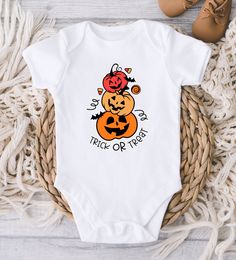 ** Quick Sizing Tip ** Baby ONESIES® Brand Bodysuits tend to run very small so we recommend sizing up for a better fit and to give baby longer wear time because they grow so fast. Toddler shirts are true to size. 📋 HOW TO ORDER: ✧ Choose Baby ONESIES® Brand Bodysuit or shirt size (sizing chart below) and sleeve length ✧ Select design color if applicable ✧ For personalized designs - enter customization in "Add your personalization" field ✧ ADD TO CART ✧ Select from our shipping class options (al Halloween Cotton Onesie For Playtime, Halloween Playtime Cotton Onesie, Cute Halloween Onesie For Playtime, Playful Halloween Onesie With Cartoon Print, Fitted Onesie For Halloween Playtime, Fitted Halloween Onesie For Playtime, Cute Cotton Halloween Bodysuit, Cute White Halloween Onesie, Cute White Bodysuit For Halloween