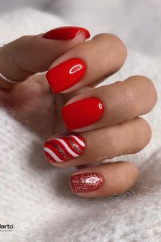 Nail Art Noel, Unghie Sfumate, Red Christmas Nails