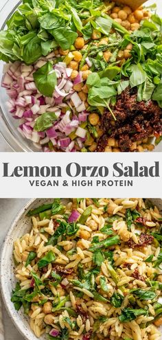 lemon orzo salad with vegan and high protein