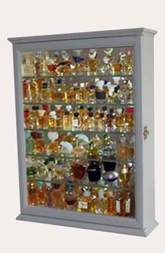 Miniature Perfume Bottle Display Case  Displaygifts.com Perfume Bottle Display, Perfume Collection Display, Fragrance Display, Mini Perfumes, Cologne Bottles, Alabaster Box, Mini Liquor Bottles, Miniature Perfume, Perfume Display