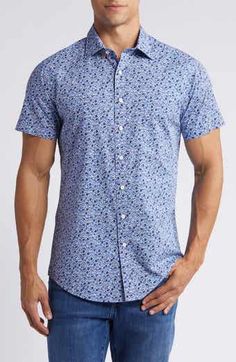 The Normal Brand Freshwater Short Sleeve Button-Up Shirt | Nordstrom Sport Shirt, Floral Short, Short Sleeve Button Up, Nordstrom Store, Fabric Gifts, Free Fabric, Anniversary Sale, Woven Cotton, Chest Size