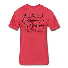 This Blessed Great Grandma shirt is personalized with YOUR great grandchildren's names! We only print on premium, high quality, ultra soft t-shirts. No cheap, baggy, scratchy shirts here! --Ultra soft, premium quality t-shirt --Professional DTG printing for a vibrant, long-lasting print --Durable with a lightweight, breathable feel --Tear away label for added comfort. --See size chart in the image gallery --More colors and sizes available by special order. Message me for details! We can print th Mamaw Gifts, Papaw Shirts, Granny Shirts, Blessed Mama Shirt, Grammy Gift, Granny Gifts, Great Grandma Gifts, Personalized Grandma Gifts, Nana Shirts