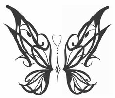 a black and white drawing of a butterfly with swirls on it's wings