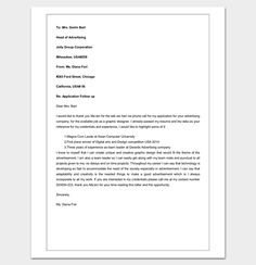 a sample cover letter for a job application