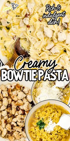 creamy bow tie pasta with chicken and parmesan cheese is an easy dinner idea