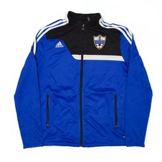 ADIDAS East Bay United Football Jacket Blue Track Boys L Blue Collegiate Track Jacket For Sports Events, Blue Team Spirit Outerwear For Streetwear, Blue Collegiate Track Jacket For Sports, Blue Adidas Logo Outerwear For Winter, Blue Adidas Logo Winter Outerwear, Blue Adidas Winter Outerwear, Winter Blue Adidas Outerwear, Casual Adidas Logo Outerwear For Training, Blue Sportswear Outerwear With Three Stripes