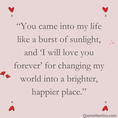 a quote that says you came into my life like a burst of sunlight, and i will