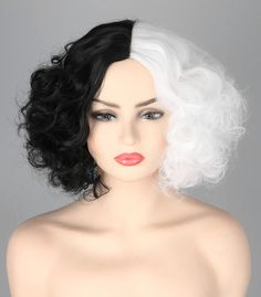 PRICES MAY VARY. Heat resistant synthetic fiber wig.Natural style,Soft,Comfortable and Breathable. Wig length:12 inch. Adjustable net cap Suitable for children over 8 years old and adults. Hand wash in cold water!Slightly Color Difference between Different Monitors. The short wig perfect for Halloween,Costume,Cosplay,Party or Just fun. Package:only 1*wig,1*net cap and 1*operation manual.Top quality from US brand Topcosplay. Costumes For Cold Weather, Halloween Costumes For Cold Weather, Hairstyle Bob, Black And White Wig, Short Curly Afro, Short Curly Wig, Cheap Costumes, Wig Color, Short Curly Wigs