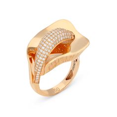 Margarita - One of a kind Cocktail ring - 18K rose gold 0.59 Diamonds set in micro pave setting Evening Yellow Gold Diamond Ring With Pave Setting, Elegant Open Diamond Ring For Party, Elegant Brilliant Cut Diamond Ring For Party, Luxury Rose Gold Open Diamond Ring, Elegant Rose Gold Ring For Evening, Modern Evening Rings With Single Cut Diamonds, Luxury Party Diamond Ring With Pave Setting, Luxury Rose Gold Diamond Ring With Polished Finish, Luxury Pave Setting Diamond Ring For Party