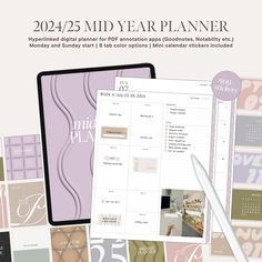 the planner is open and ready to be used for your next project, including calendars