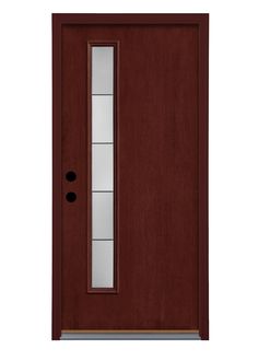 A Therma-Tru door system is engineered with craftsman precision for durability and reliability through the years. Fiber-Classic® Mahogany Collection features the rich look and feel of Mahogany graining. Axis combines narrow reed glass in a stunning arrangement to create contrast and modest privacy. A PrismaGuard finish in Mulberry is high-end and low-maintenance, protecting your door from everyday wear and tear backed by a finish warranty of 10 years. Composite Door Frame featuring Tru-Guard Com Therma Tru, Fiberglass Door, Storm Door, Entry Door, Foam Core, Door Frame, Polyurethane Foam, Entry Doors, Tall Cabinet Storage