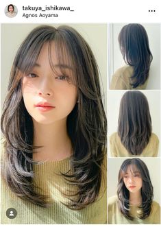 Layer Medium Length Hair Korean, Korean Medium Hair Layered, Layered Hair Medium With Bangs Korean, Korean Haircut Medium Layered Straight, Korean Medium Layered Haircut With Bangs, Fesyen Rambut Pendek, Haircuts For Long Hair With Layers