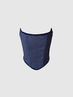 Corsetto double-face in morbido denim blue: -stecche interne malleabili per l'uso quotidiano -chiusura sul dietro con cordoncino -fatto a mano in Italia -lavaggio a secco TAGLIA UNICA XS/L. Vestibilità regolabile dalla XS alla L: XS (taglia minima) busto 77 - vita 58 cm L (taglia massima) busto 94 - vita 76 cm Prodotto sostenibile