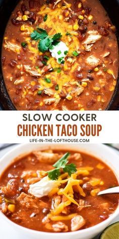 slow cooker chicken taco soup in a white bowl