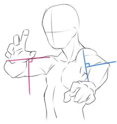 a drawing of a man's arm showing the direction of his hand and shoulder