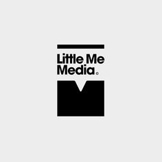 the little me media logo is black and white