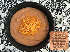 a black bowl filled with cheese on top of a patterned table cloth and text overlay reads how to make homemade refrigerated beane tarts like a restaurant