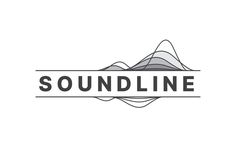 the soundline logo is shown in black and white, with mountains on it's side