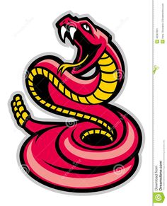 a red and yellow snake sticker on a white background