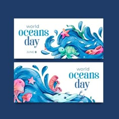 two banners for world oceans day