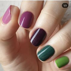 Skittle Nails Color Combos, Two Colour Nails, Coloured Tip Nails, Masc Nails, Skittle Mani, Multicolored Nails, Fall Gel Nails