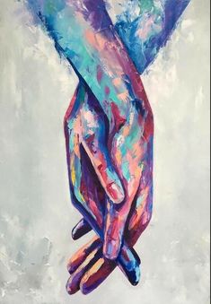 a painting of two hands holding each other