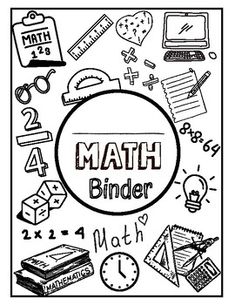 a black and white poster with the words math bind written on it, surrounded by school related items