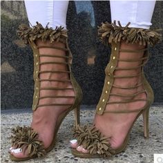 Home · Mileg · Online Store Powered by Storenvy Tan High Heels, Tassel Sandals, Gladiator Shoes, Fringe Sandals, High Heels Sandals, Hot Shoes, Heels Sandals, Ankle Strap Heels