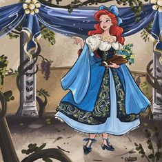 a painting of a woman dressed as disney princess