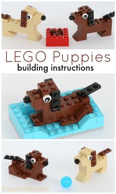 lego puppies build instructions for building their own dog toys with the help of an adult and child