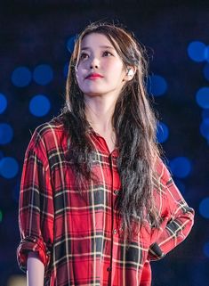 Iu Pink, Iu Pics, Pink Kpop, Iu Fashion, Red Flannel, Korean Celebrities, Black Pink Kpop, Pink Outfit