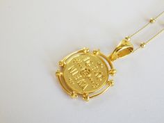 Constantine talisman, Greek medallion pendant , Orthodox gold coin necklace, Gold coin pendant, Bohemian jewelry, Disc pendant, Byzantine coin pendant, Greek Coin necklace, Layering necklace, Greek Christian necklace, Coin Necklace, Minimalist jewelry, Coin charm necklace, Vermeil charm, Round charm, Vermeil Coin charm round is about 18mm Vermeil satellite chain measures 45 cm You can chooce between satellite chain or simple chain from the drop down menu This beautiful byzantine coin charm has t Coin-shaped Medallion Necklace With Large Pendant As Gift, Coin Shaped Medallion Necklace With Large Pendant As Gift, Coin-shaped Large Pendant Medallion Necklace As Gift, Coin Shaped Large Pendant Medallion Necklace As Gift, Byzantine Style Medallion Coin Necklace, Ancient Style Coin Pendant Necklace For Gift, Amulet Style Coin Necklace As Gift, Byzantine Necklace With Coin Pendant As Gift, Byzantine Coin Necklace As A Gift