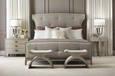 East Hampton Bed-Beds-Jennifer Furniture Hampton Bedroom, Bernhardt Bedroom, Tufted Upholstered Bed, Bernhardt Furniture, Bedroom Panel, Upholstered Panels, East Hampton, Wood Nightstand, Panel Bed