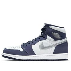 The hottest item - Air Jordan 1 High OG CO JP “Midnight Navy” The Air Jordan 1 “Midnight Navy” retains familiar color scheme, it is composed by white leather and navy upper. While metallic silver on the mid foot Swooshes and collar’s ball and wings badge. And white midsoles and navy outsoles finalise the look. (AJ1/SNKR/Unisex/Mid Top/Basketball/Wear-resistant) Jordan Wings, Embroidered Nike, Jordan 1 High Og, Wings Logo, Air Jordan 1 Retro High, Air Jordan 1 High, Jordan 1 High, Air Jordan 1 Retro, Jordan 1 Retro High