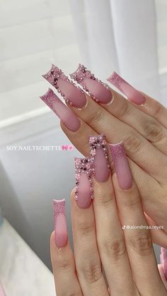 Pink Nail Inspo, Quartz Nails, Cute Acrylic Nail Designs, Unique Acrylic Nails